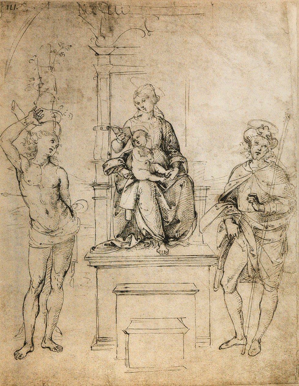 The Virgin, the Baby Jesus, St. Sebastian and St. Rocco by Raffaello Sanzio Raphael