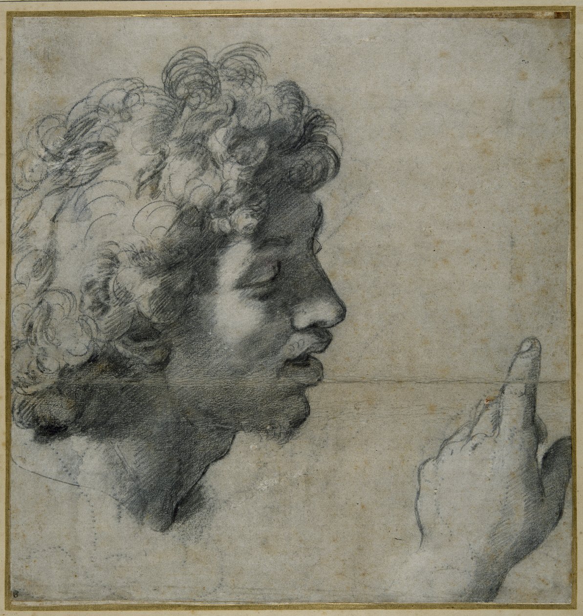 Head and hand study by Raphael