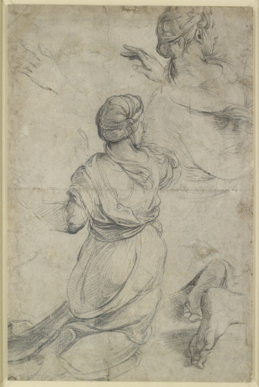 Recto: Studies for two kneeling Women, WA1846.198 by Raphael