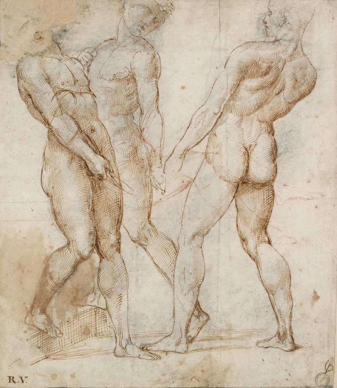 Three Nude Bearers (detail) by Raphael
