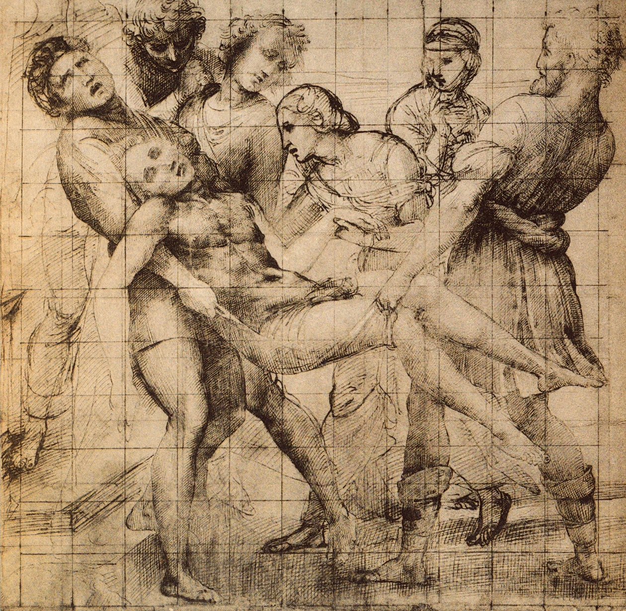 Preparatory Drawing for the Transport of Dead Christ Also Known as the Pala Baglioni by Raffaello Sanzio Raphael