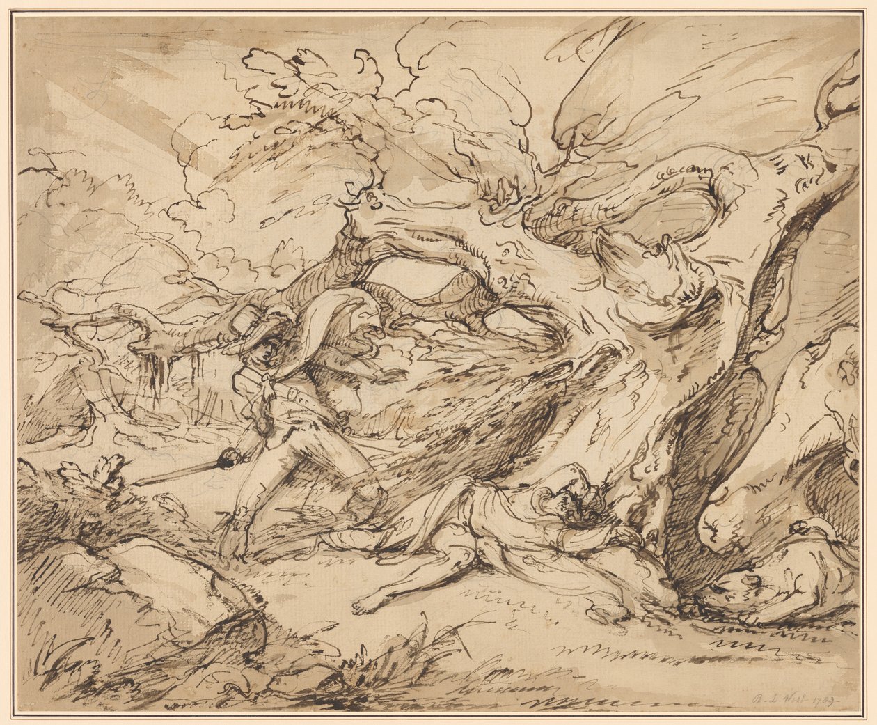 Orlando Rescuing Oliver from the Lion by Raphael Lamar West