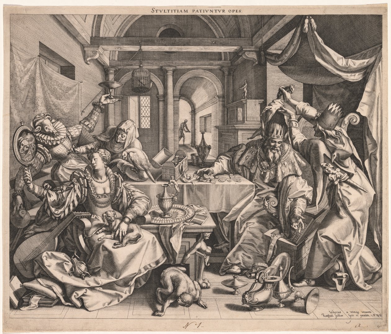 Wealth Permits Stupidity, or, Allegory of Wealth, Lust, and Stupidity by Raphael Sadeler