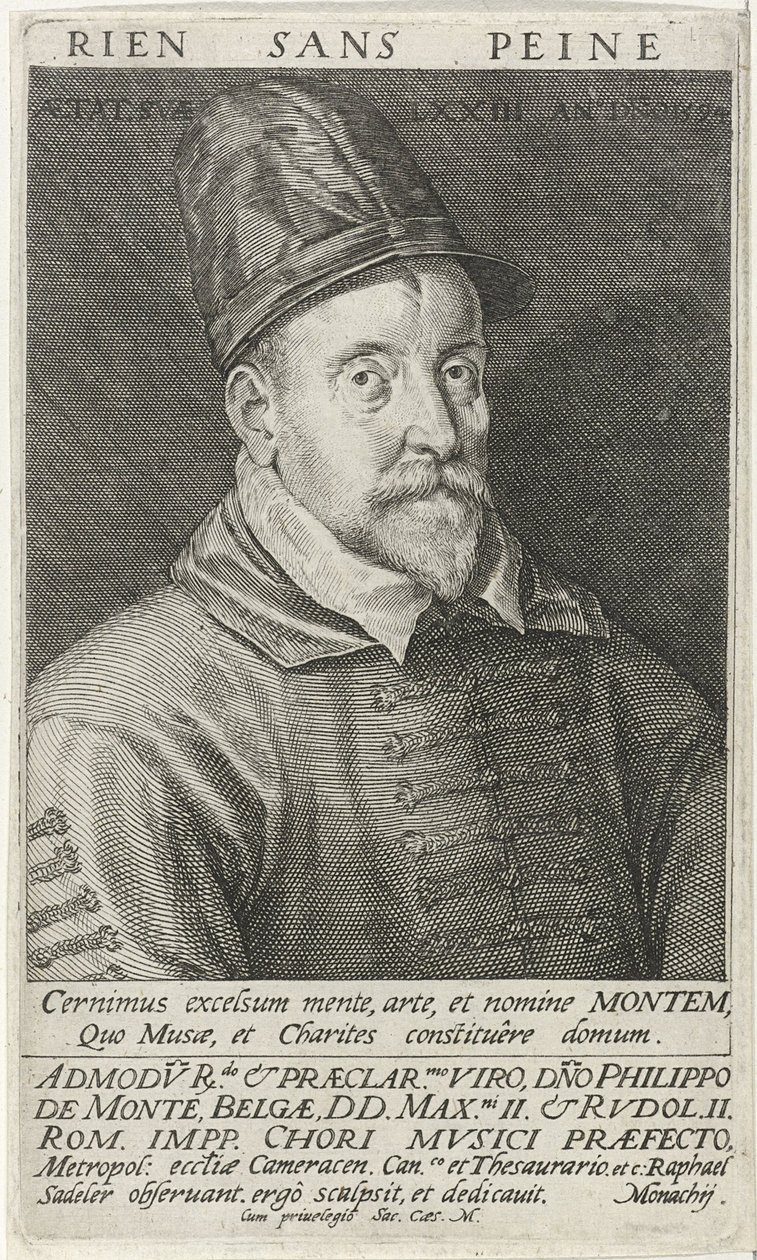 Portrait of the Composer Philippe de Monte 1521-1603, 1594 by Raphael Sadeler the Elder