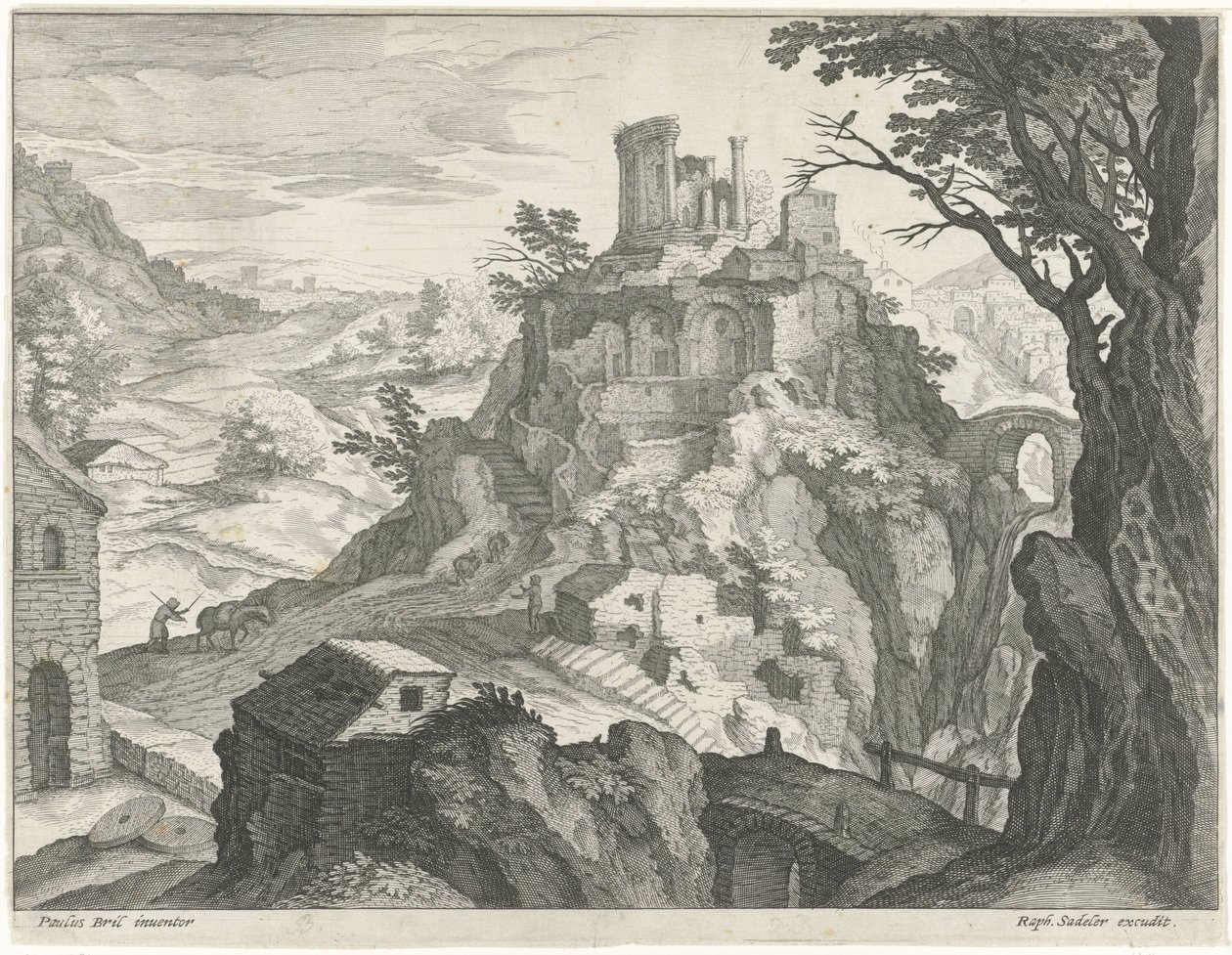 Landscape with the Temple of Vesta at Tivoli by Raphaël Sadeler (I) (attributed to)