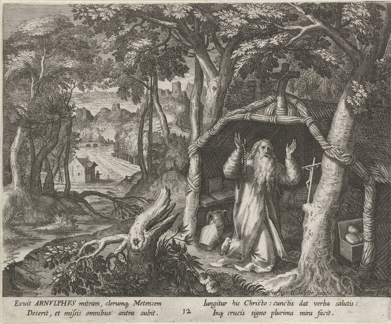 Saint Arnold of Metz as a Hermit by Raphaël Sadeler (I)