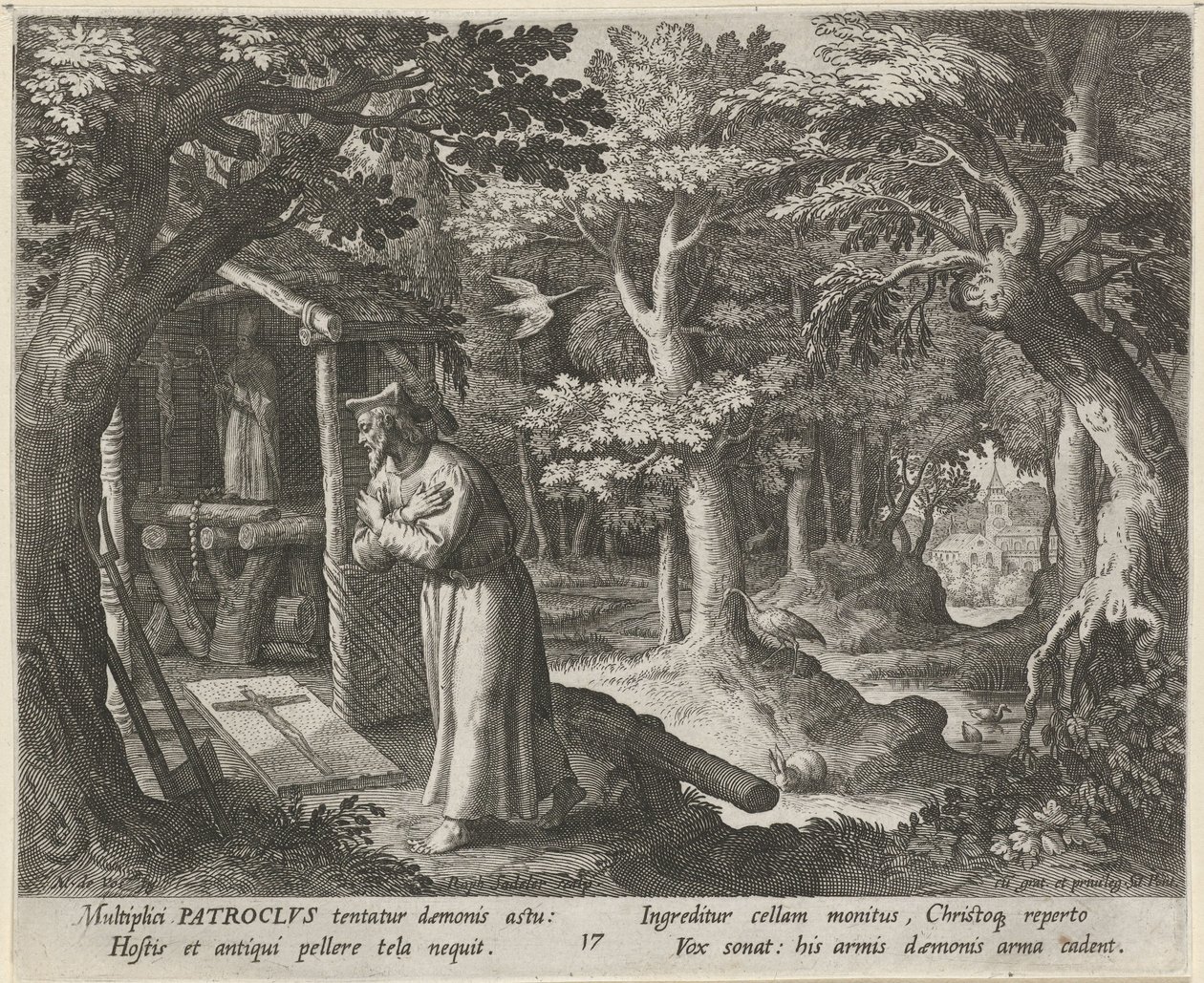 Saint Patroclus of Néris as a Hermit The Virtuous Life of Hermits (series title) by Raphaël Sadeler (I)