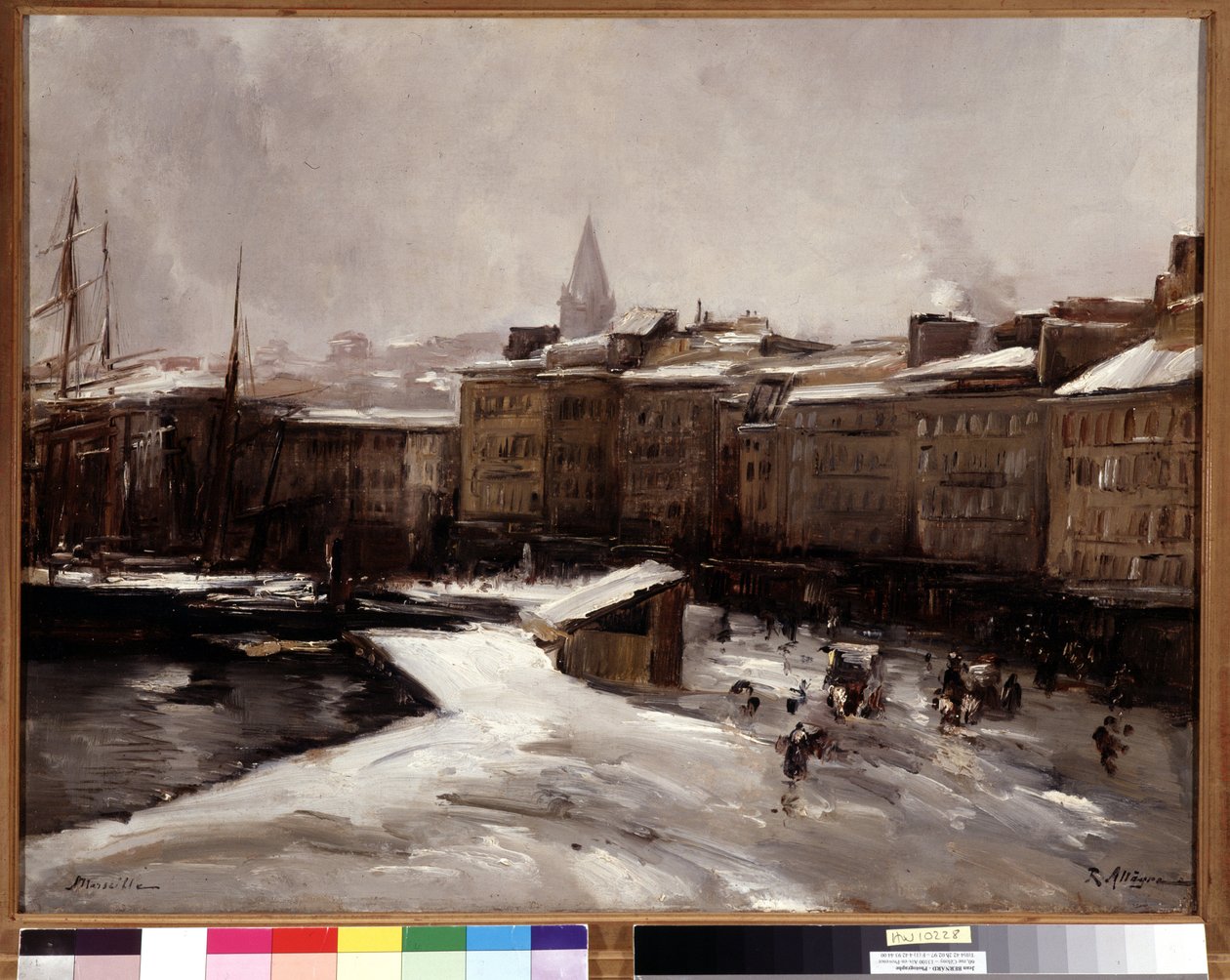 Quai du port, Marseille, under the snow by Raymond Allegre