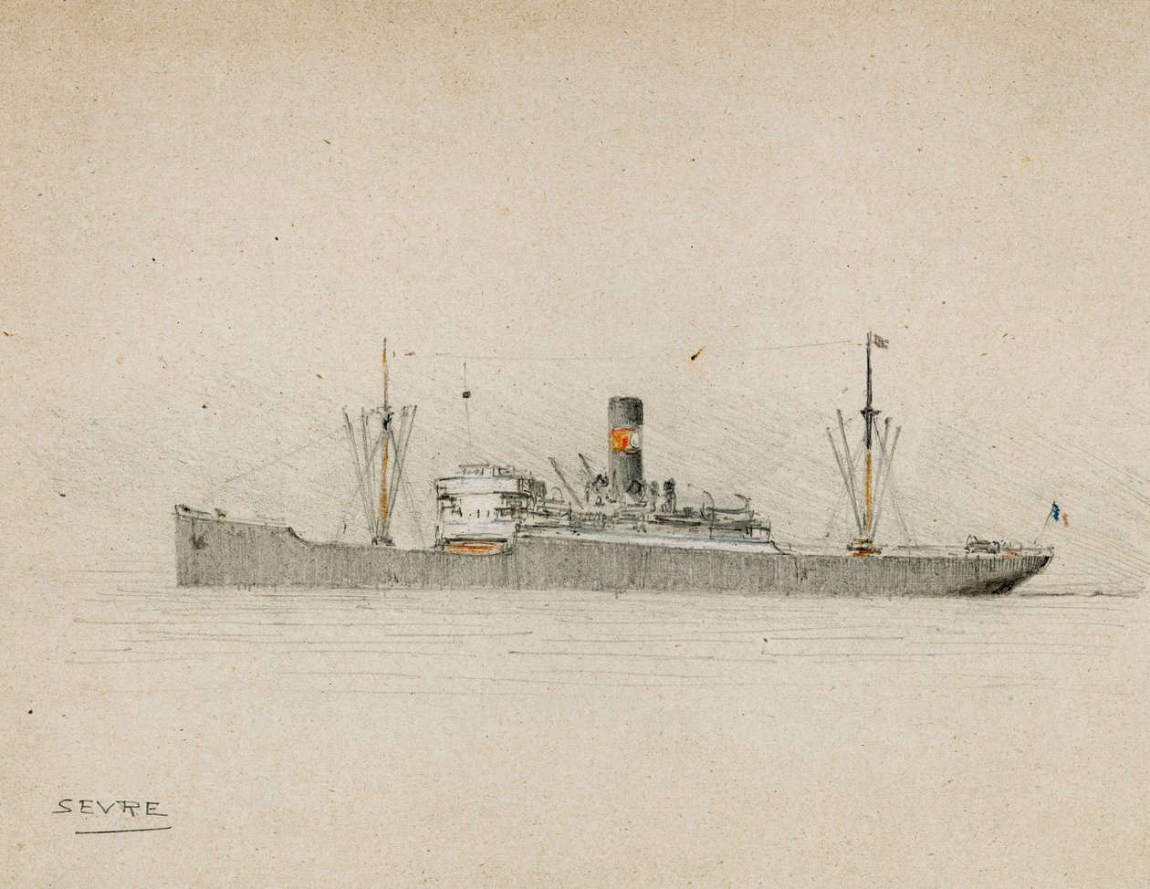 Cargo on the Gironde Estuary by Raymond Bonnefon