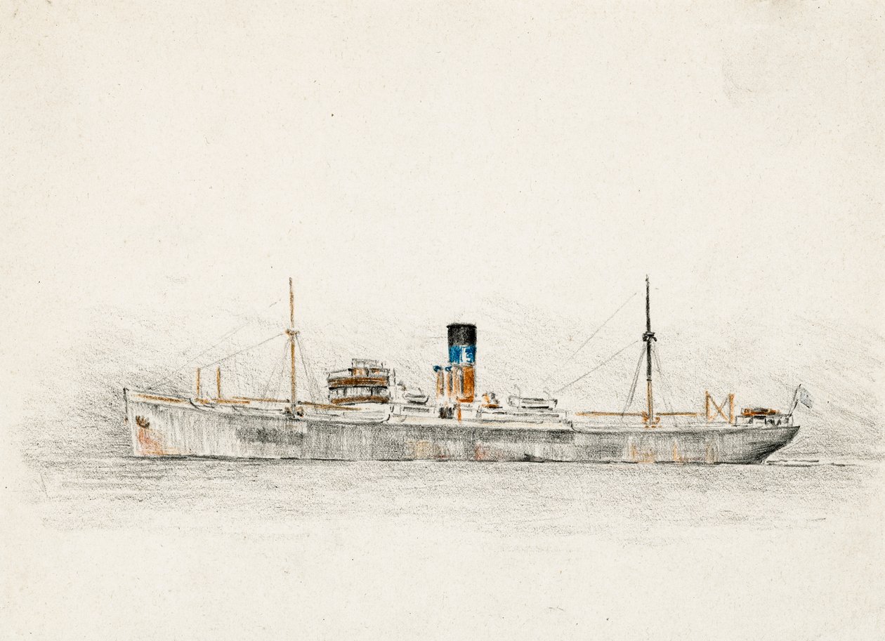 Cargo on the Gironde Estuary by Raymond Bonnefon