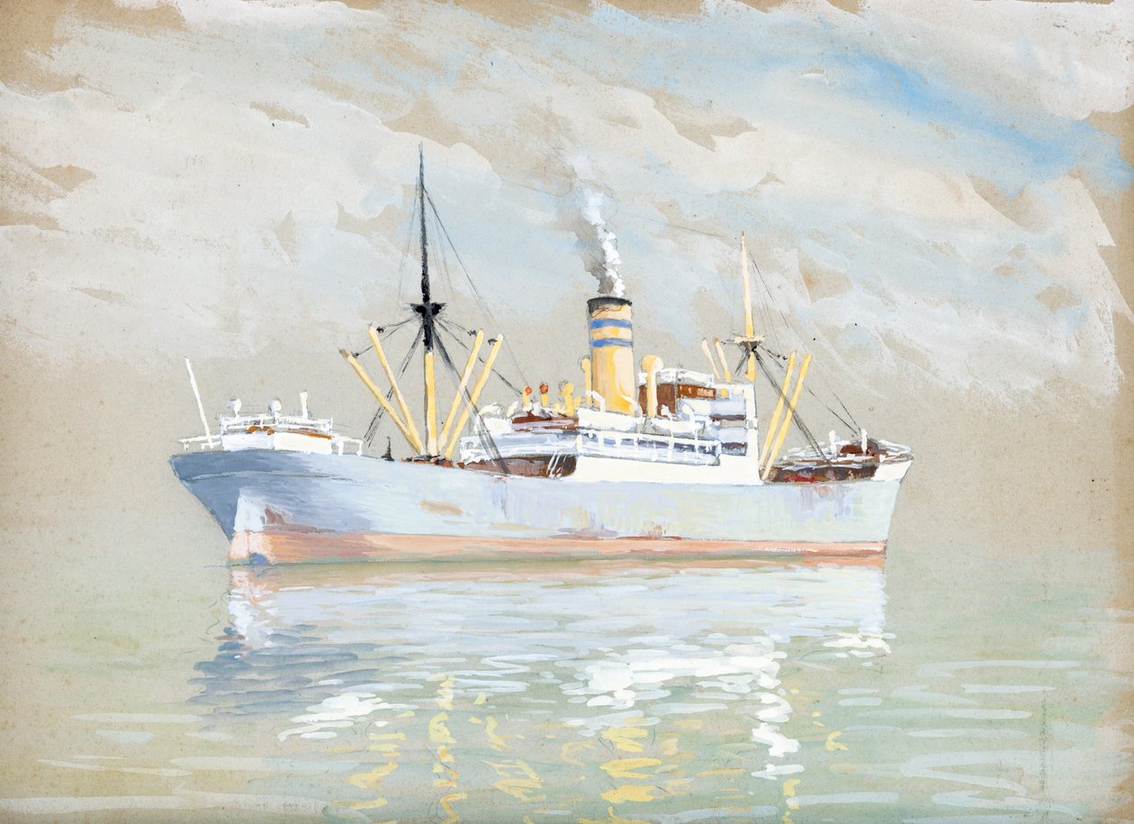 Cargo on the Gironde estuary by Raymond Bonnefon