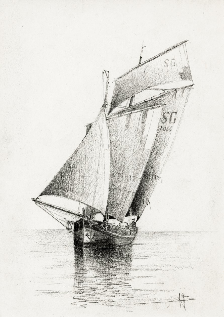 Barges on the Gironde Estuary by Raymond Bonnefon