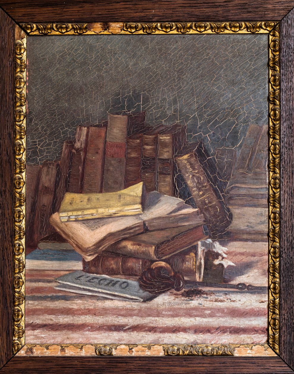 Still life with old books by Raymond Bonnefon