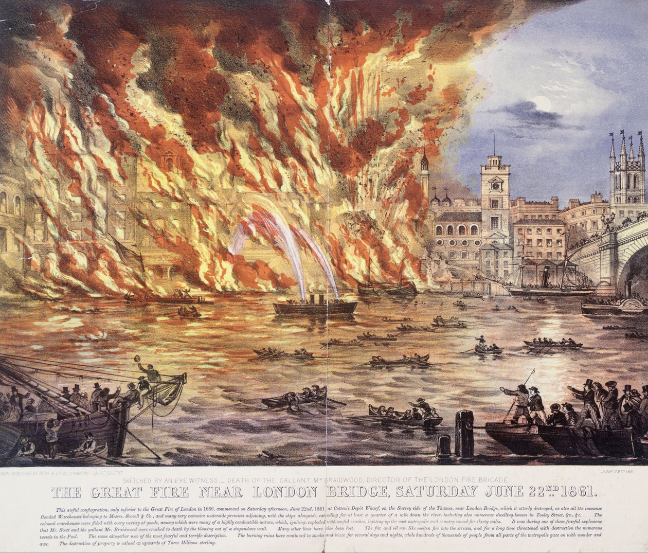 The Great Fire Near London Bridge, Saturday June 22nd 1861 by Read and Company