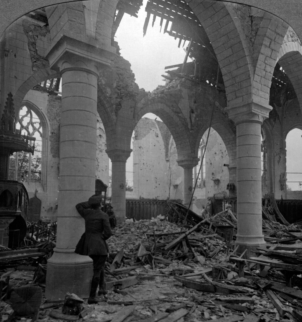 Church in Ruins, Richebourg, France, World War I by Realistic Travels Publishers
