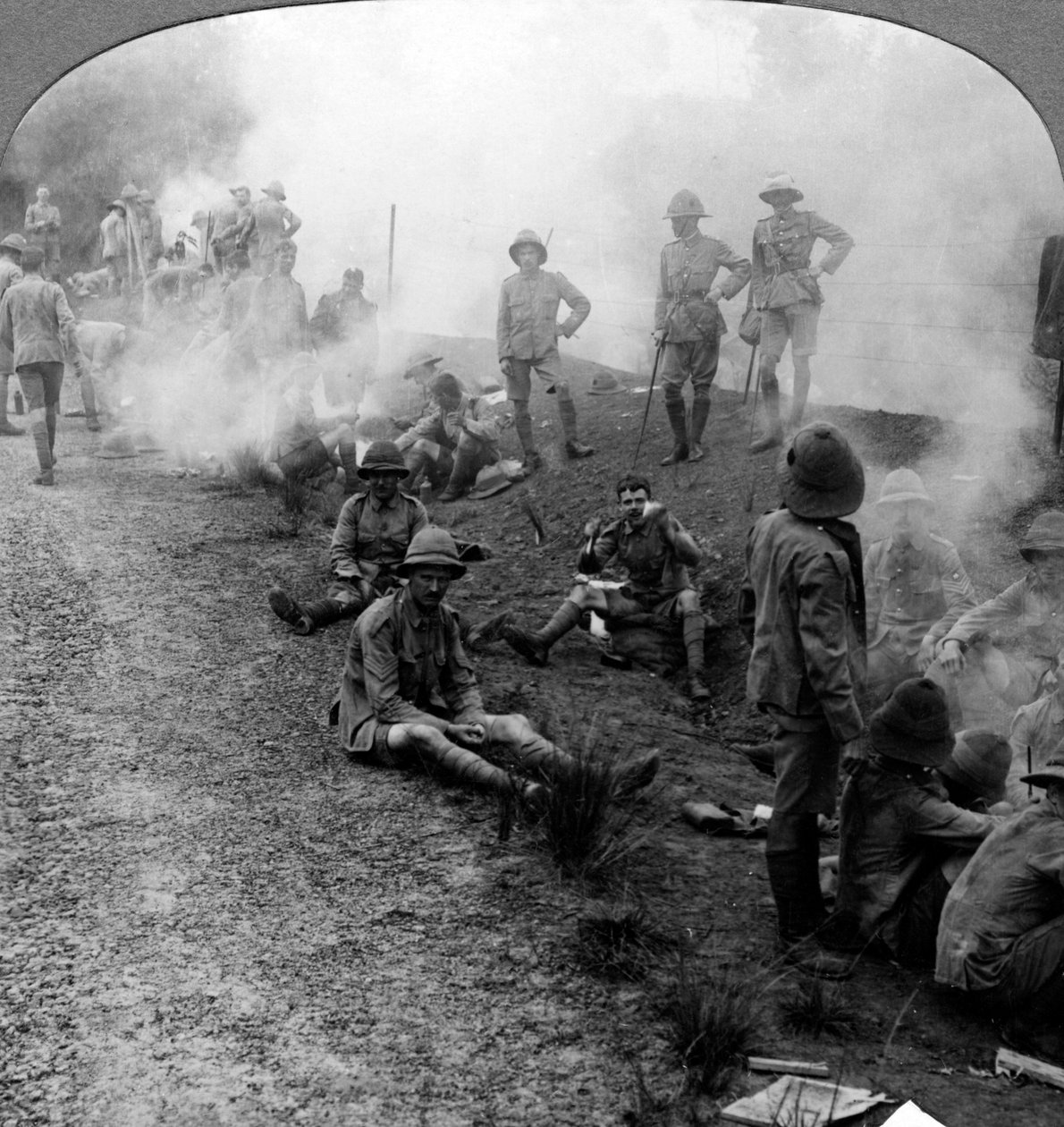 Early morning camp fires and breakfast, Persian Gulf, World War I by Realistic Travels Publishers
