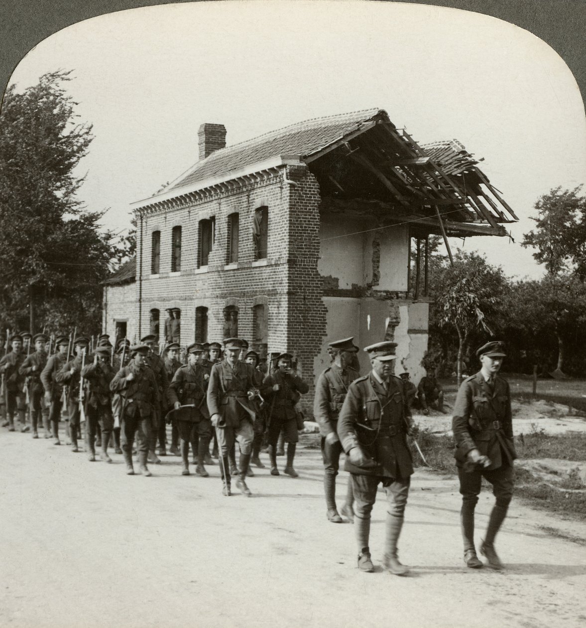 London Territorials on the March, La Bassee Road, Northern France, World War I by Realistic Travels Publishers