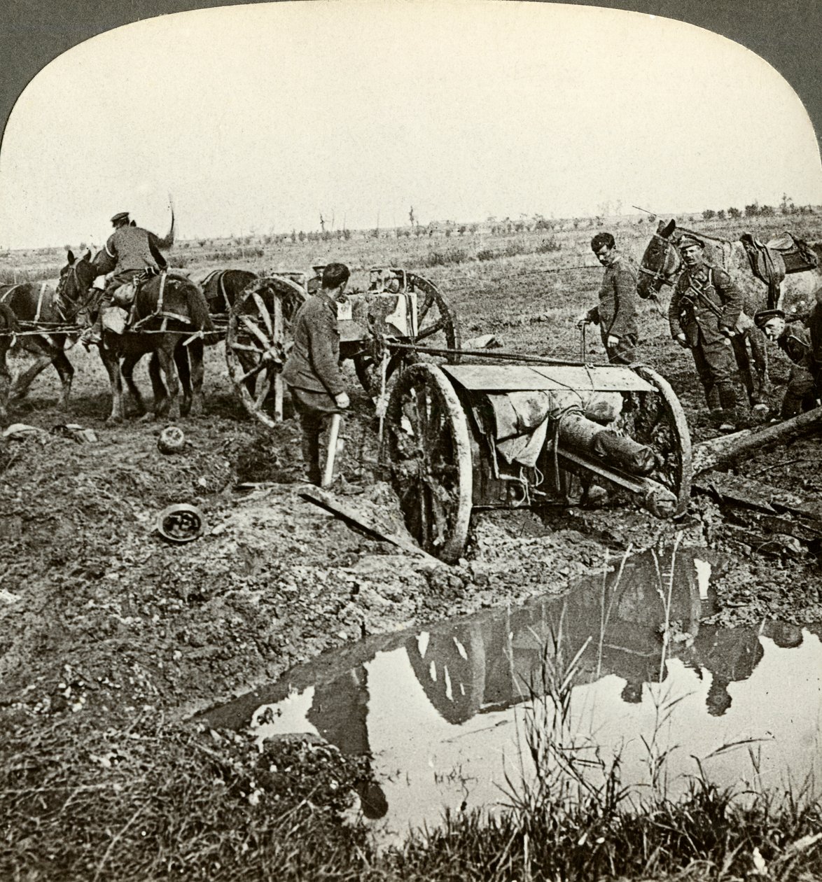Removing a field gun from a flooded position, World War I by Realistic Travels Publishers