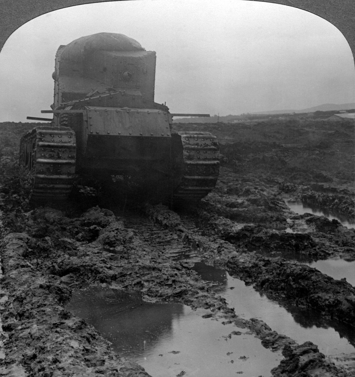 Whippet Tank on a Muddy Battlefield, Morcourt, France, World War I by Realistic Travels Publishers