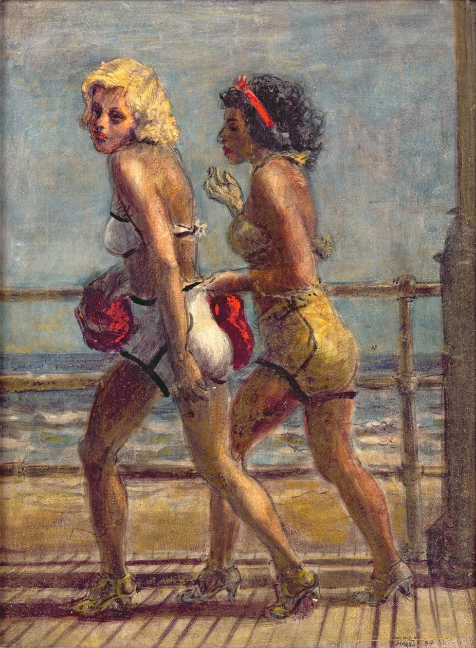 Two Girls on Boardwalk by Reginald Marsh