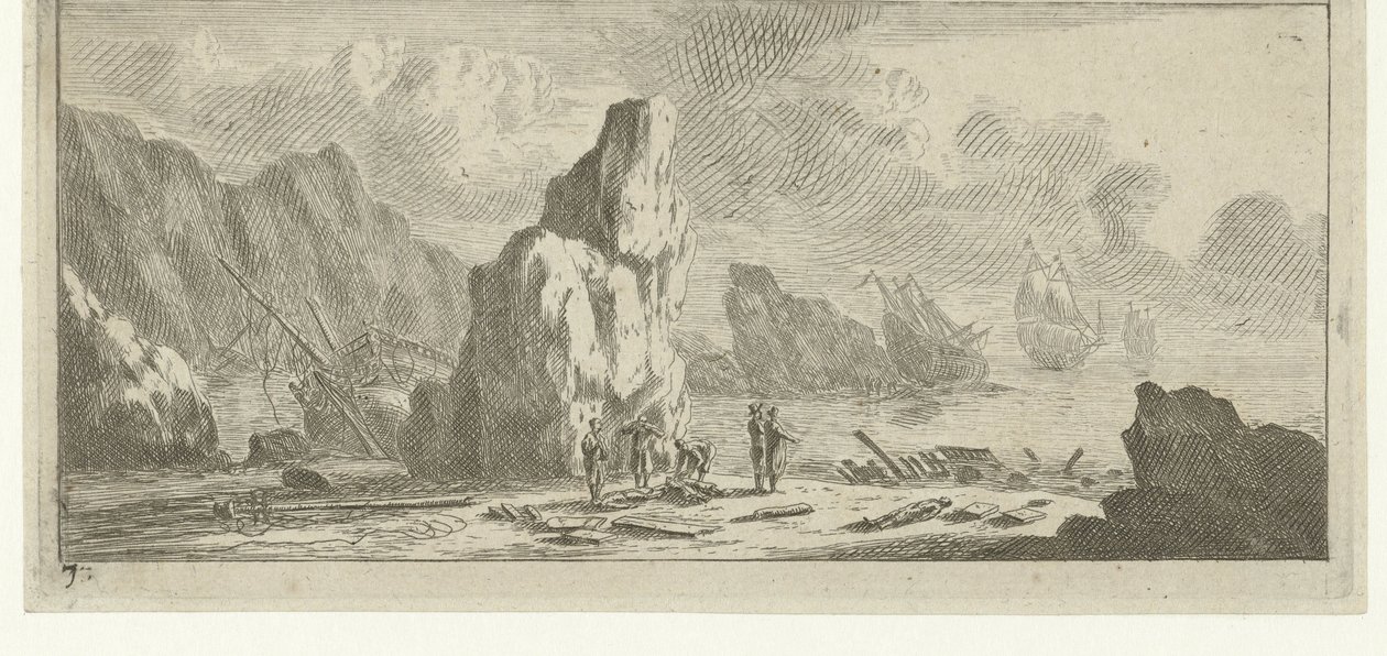 Seascape with Shipwrecked Ships (Various Embarkations and Other Events) by Reinier Nooms