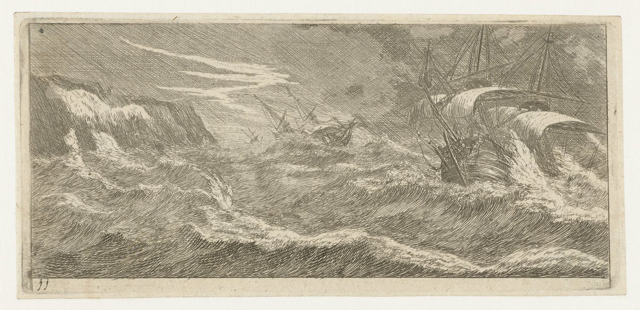 Sailing Ships in a Sea Storm by Reinier Nooms