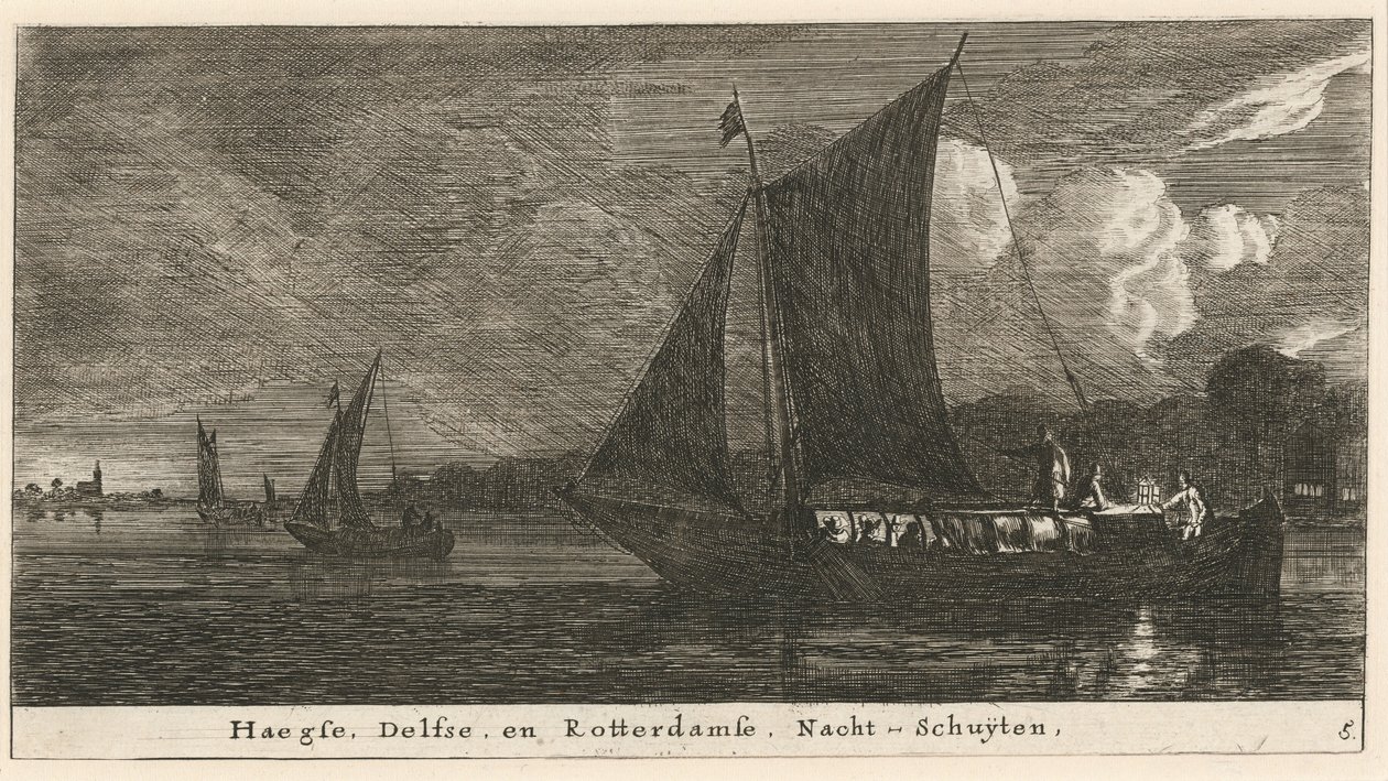The Night-Boats to The Hague, Delft, and Amsterdam by Reinier Nooms, called Zeeman
