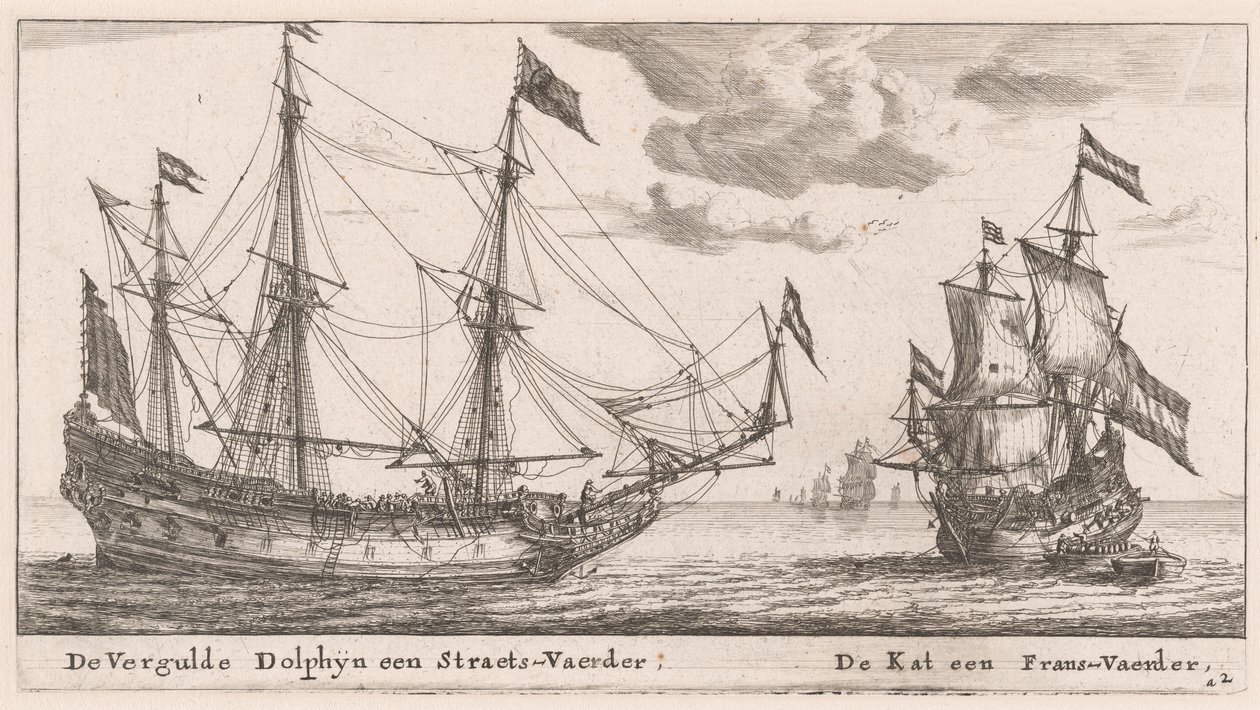 The "Vergulde Dolphyn," a Large Merchant Vessel, and the "Kat," a Flute by Reinier Nooms, called Zeeman