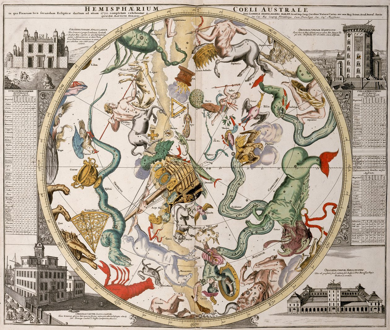 Part of a Southern Hemisphere Star Chart from Reiner Ottens's Atlas