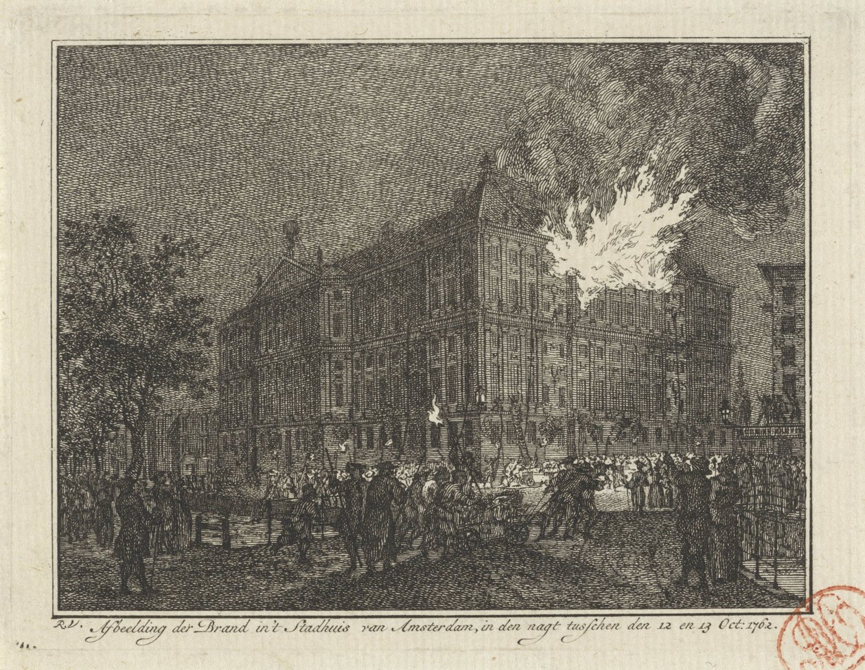 Fire in the Town Hall of Amsterdam, 1762 by Reinier Vinkeles (I)