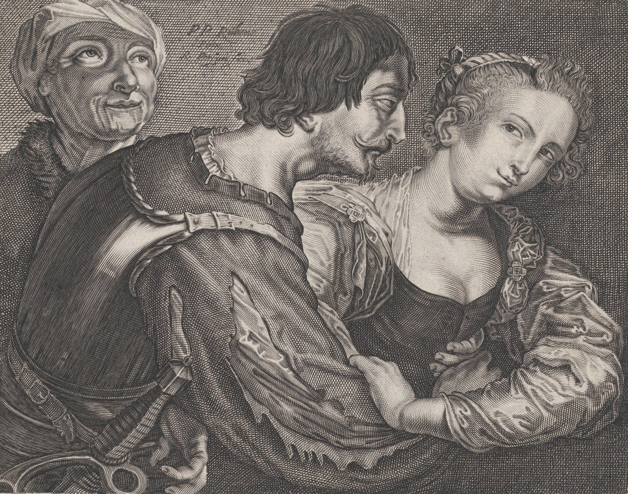 The Procuress: An Old Woman, a Soldier, and a Woman, ca. 1635-68 by Reinier van Persyn