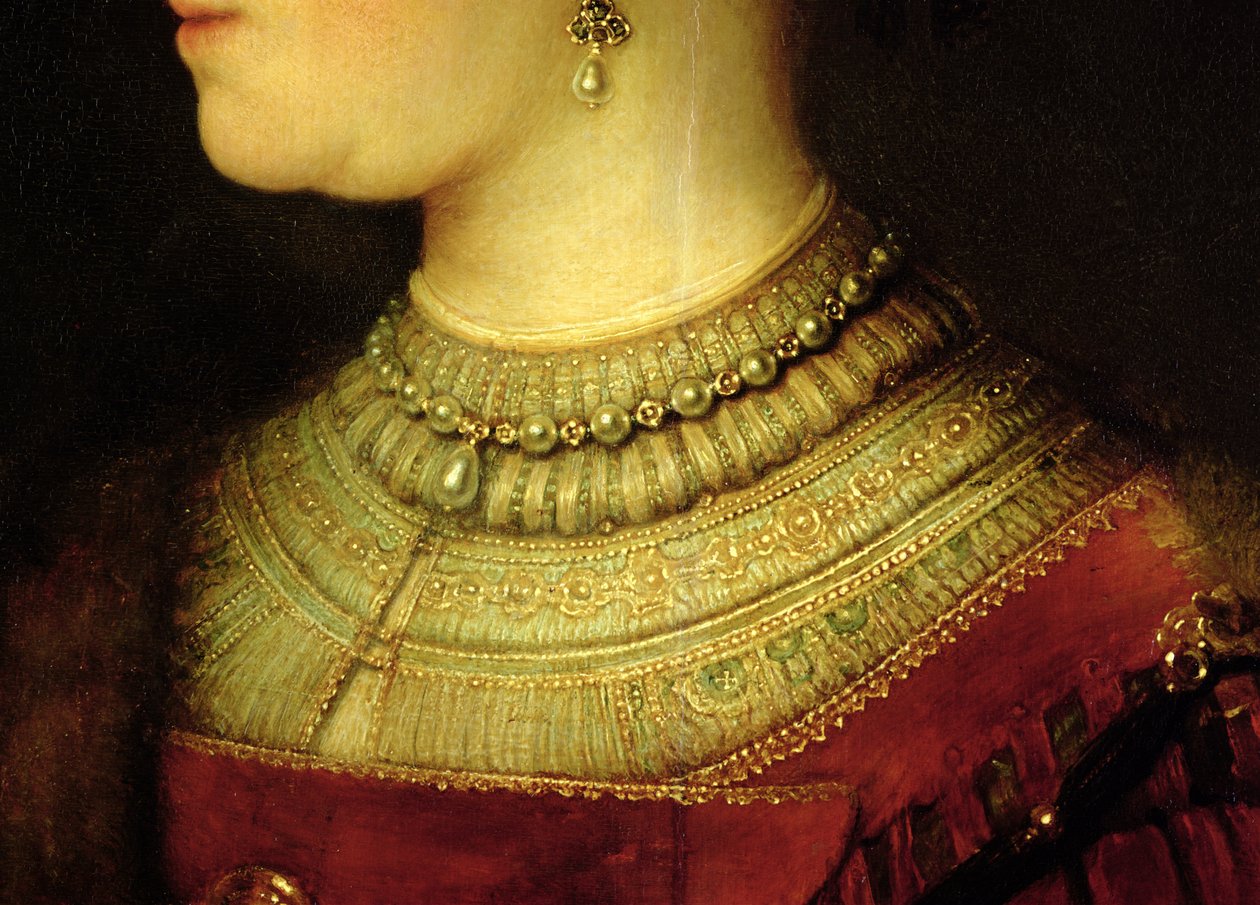 Portrait of Saskia van Uylenburgh (1612-42) in Rich Costume (detail) by Rembrandt van Rijn