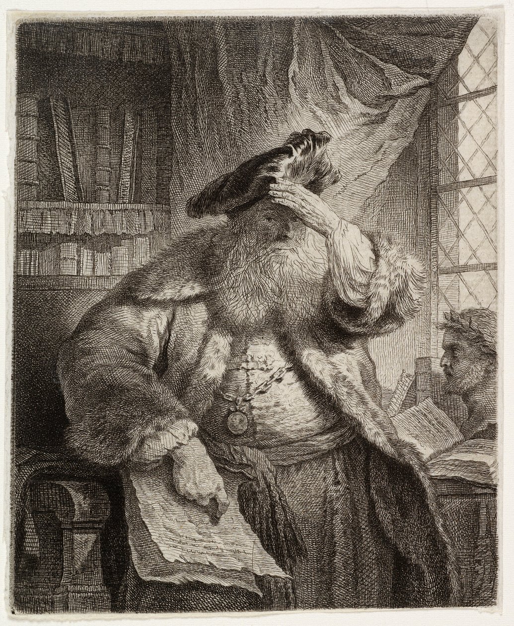 Old man shading his eyes with his hand by after Rembrandt van Rijn