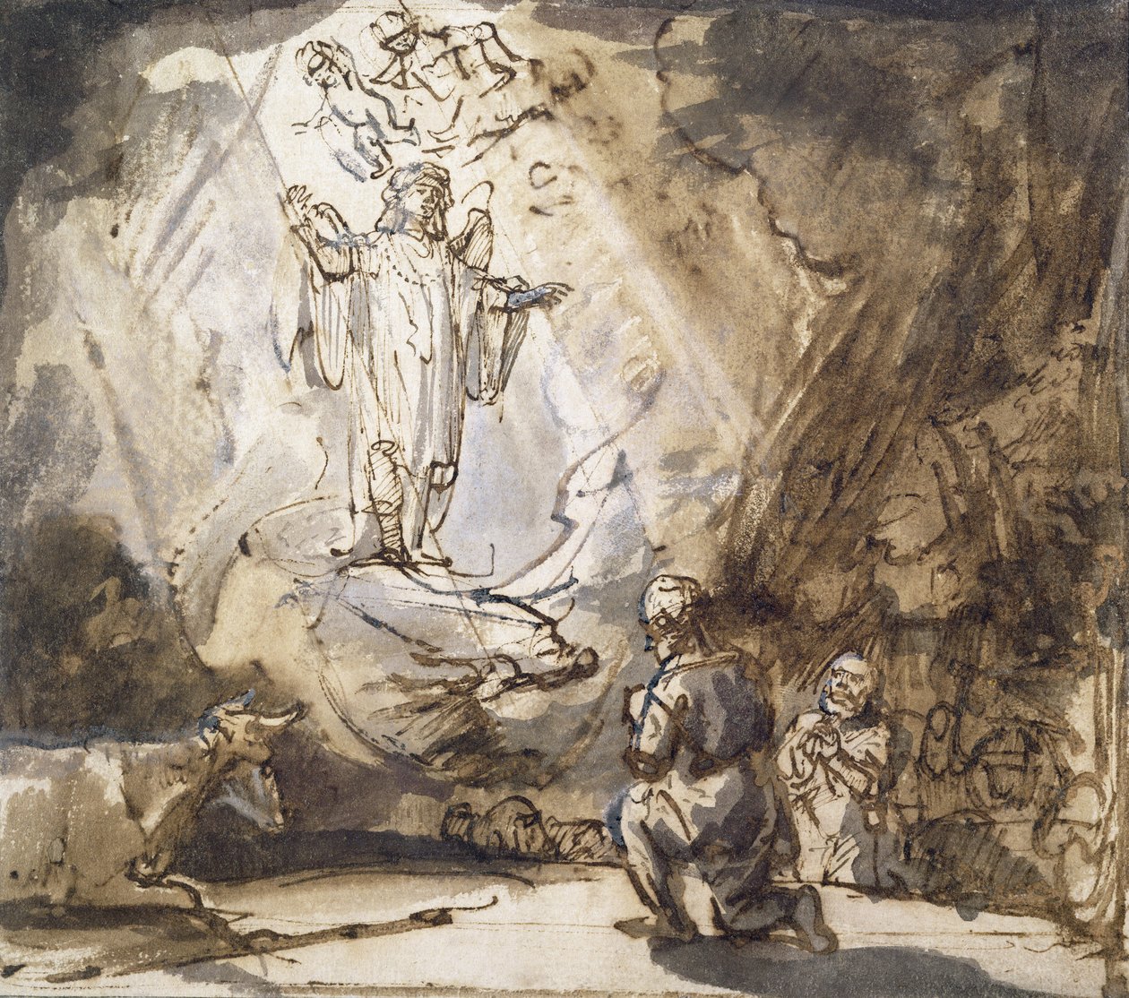 Annunciation to the Shepherds by Rembrandt van Rijn