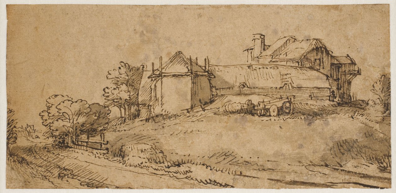 Landscape with a Farmhouse and a Hay Barn by Rembrandt van Rijn