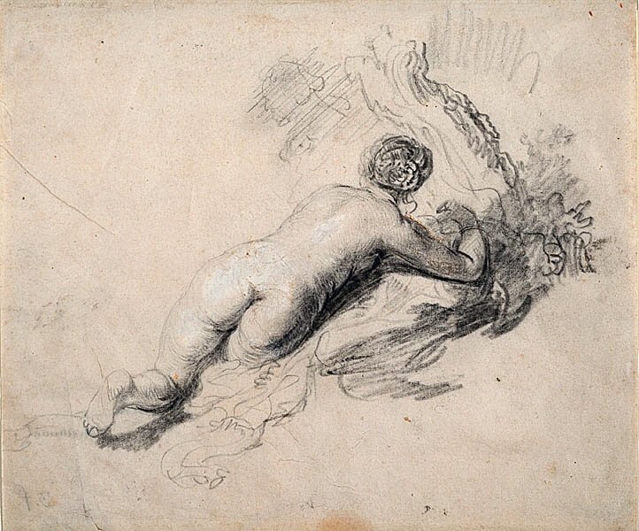 Nude Woman Reclining by Rembrandt van Rijn