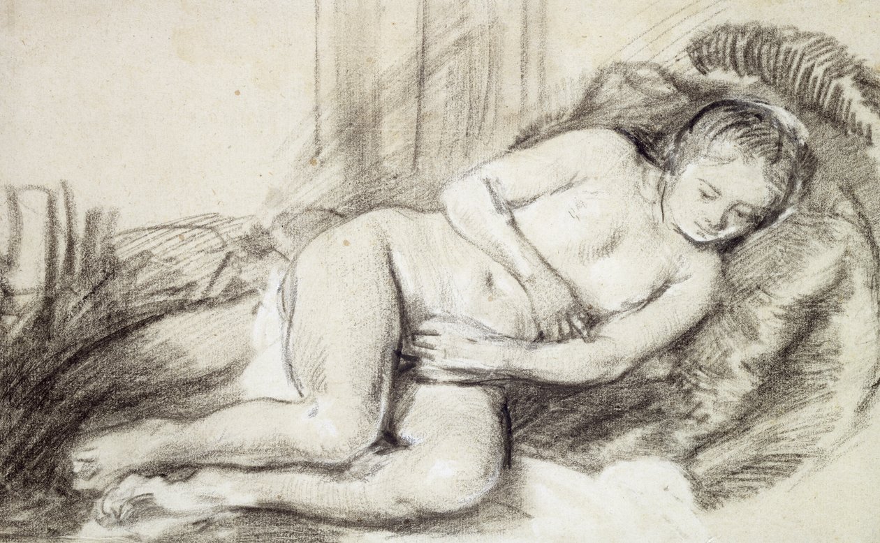 Reclining Female Nude by Rembrandt van Rijn
