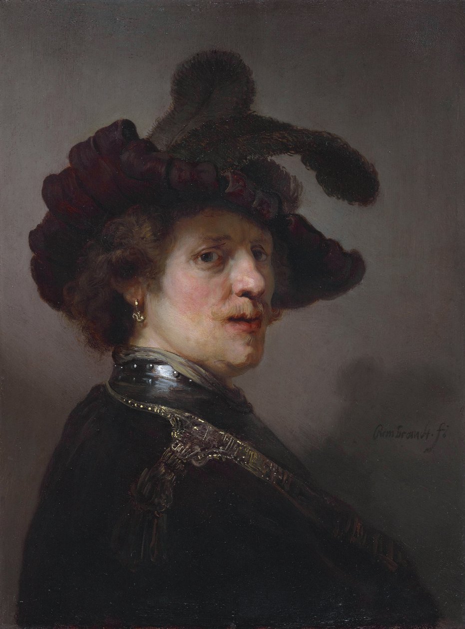 Tronie of a Man with a Feathered Beret by Rembrandt van Rijn