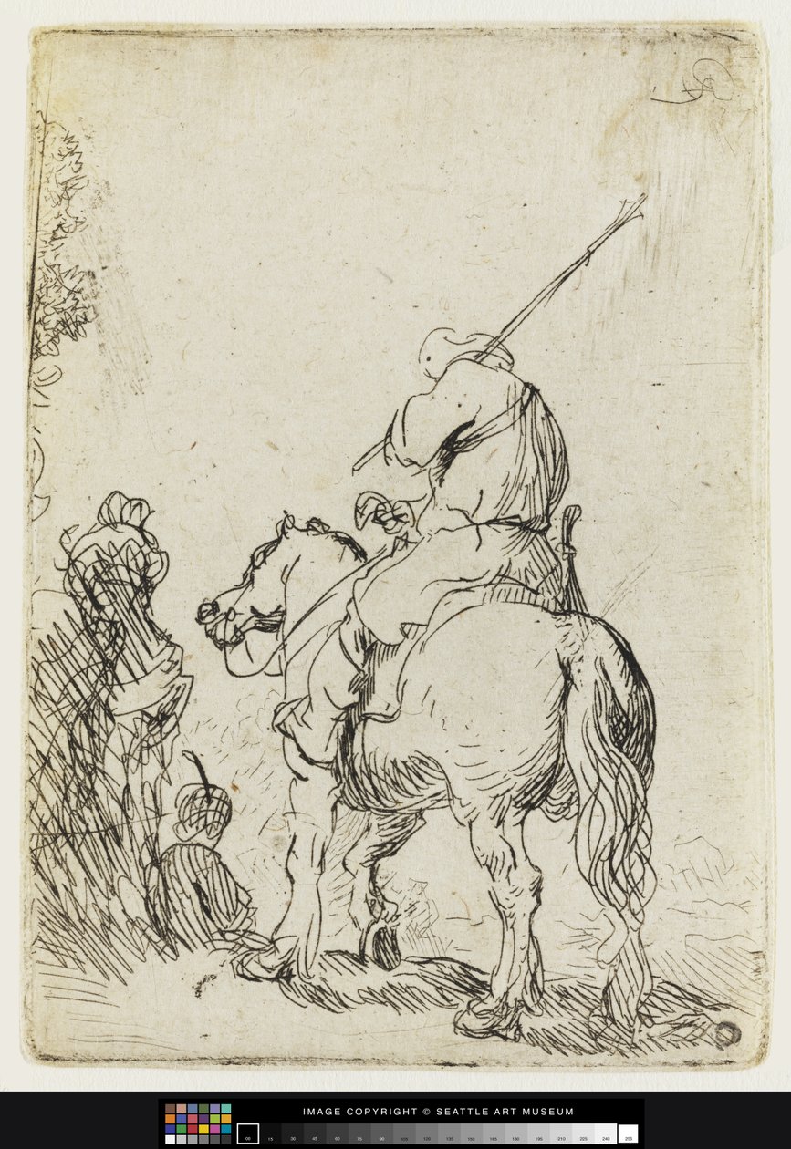 A Turbaned Soldier on Horseback by Rembrandt van Rijn
