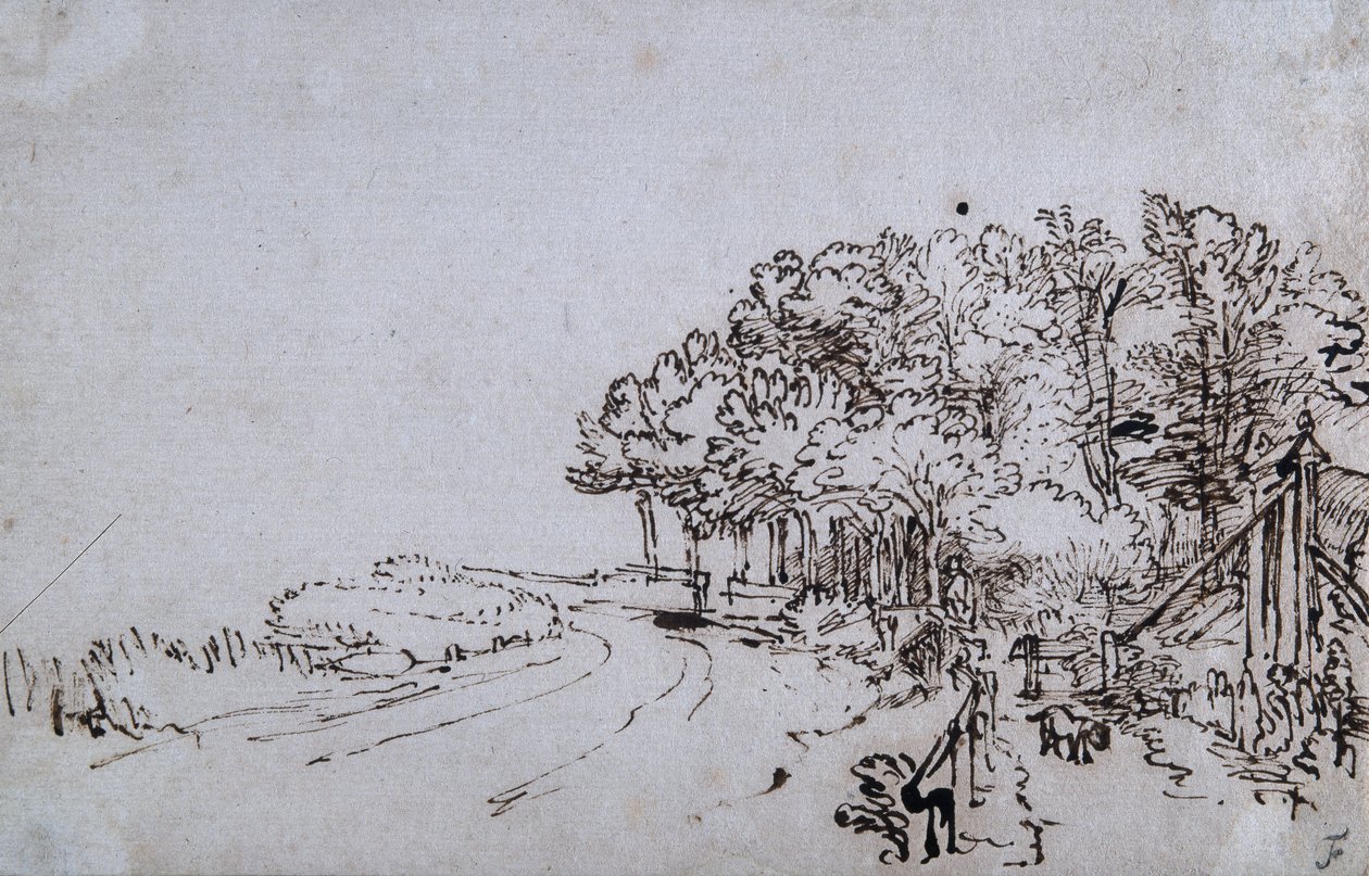 Copse at the head of the Amsteldijk near Trompenburg, c.1649 by Rembrandt Harmensz. van Rijn