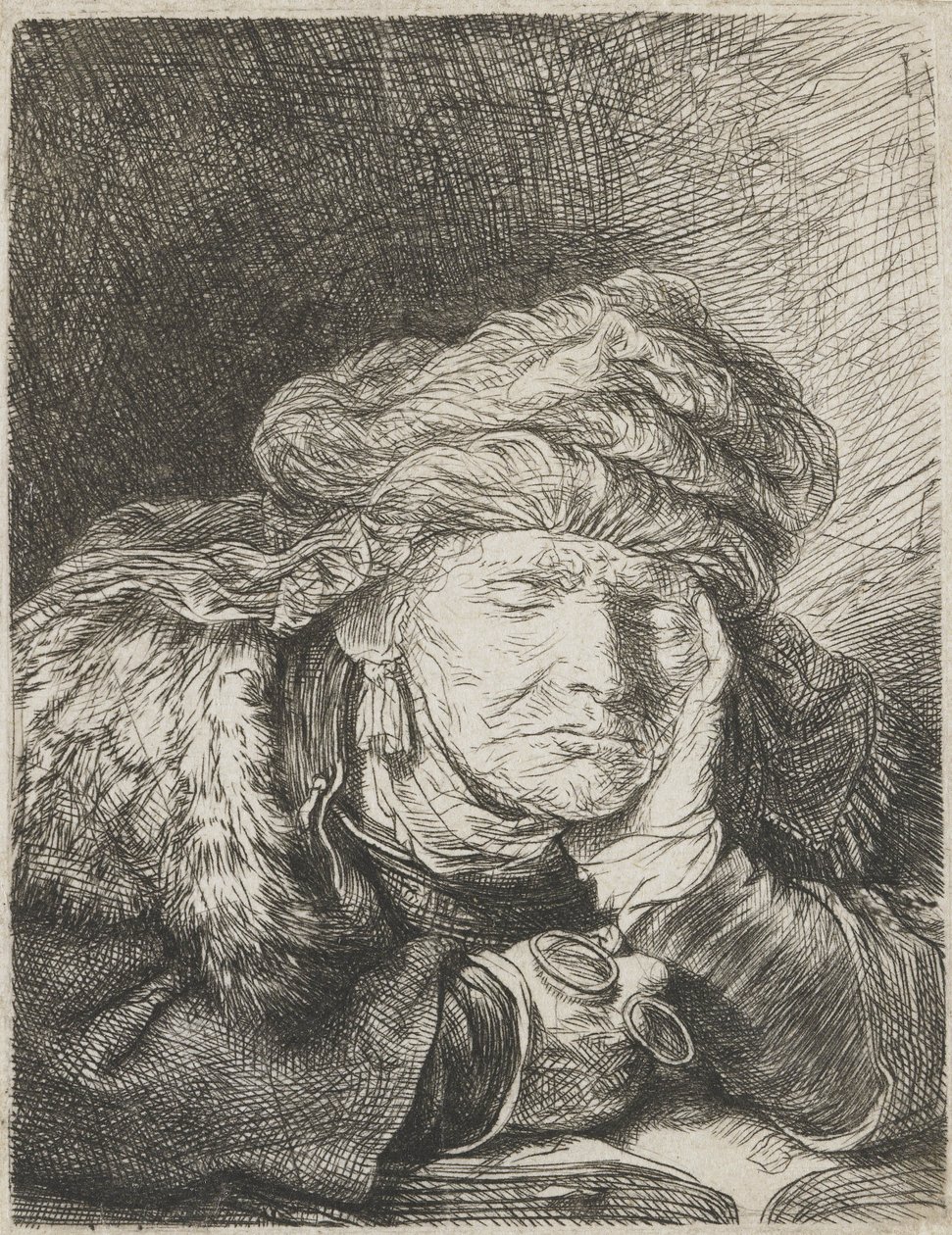 Old woman sleeping by Rembrandt van Rijn
