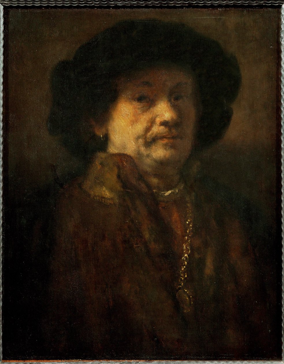 Rembrandt, Self-Portrait in a Fur Coat with Gold Chain and Earring by Rembrandt Harmensz. van Rijn