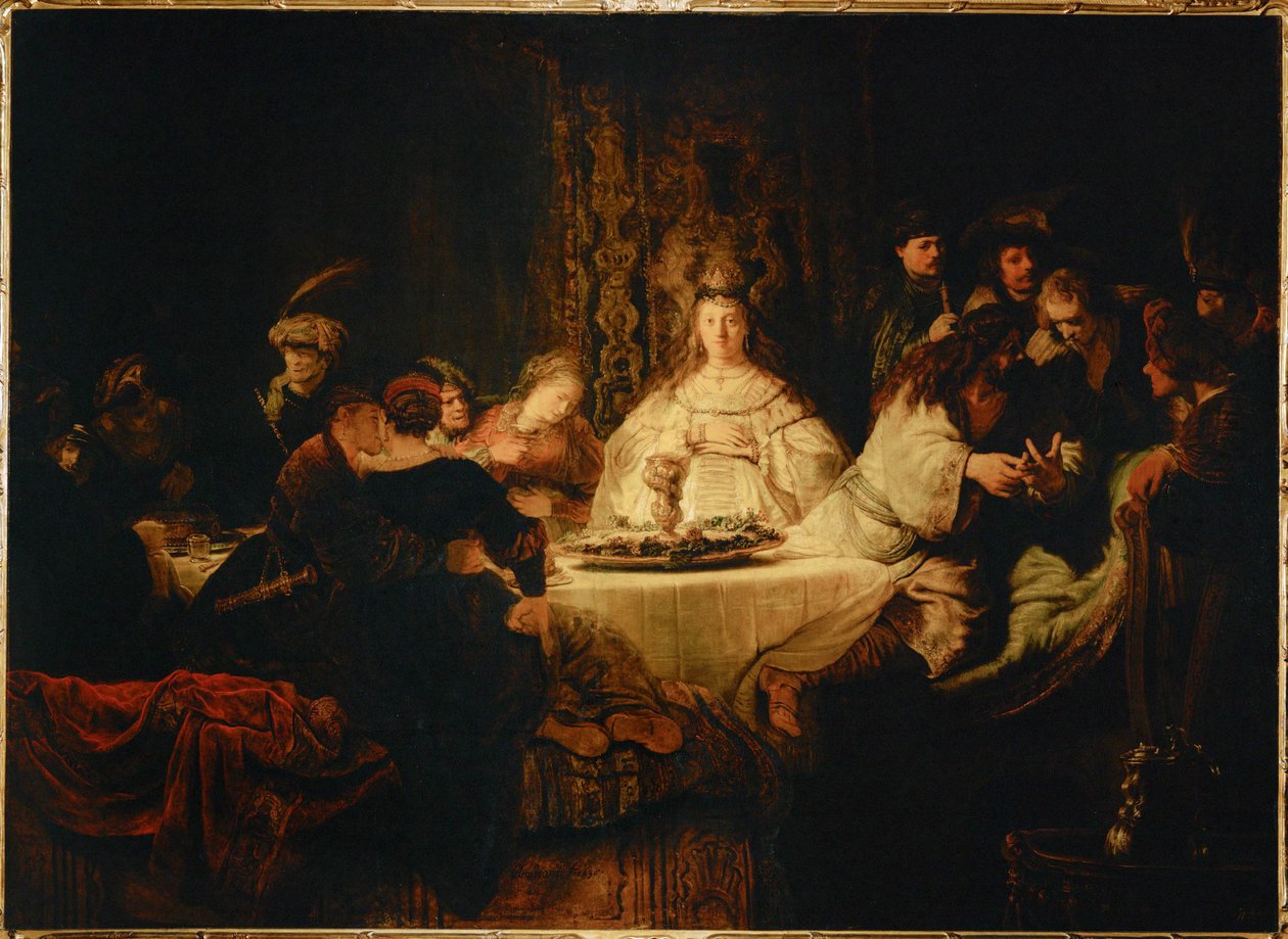 Samson Posing a Riddle at the Wedding Feast by Rembrandt Harmensz. van Rijn