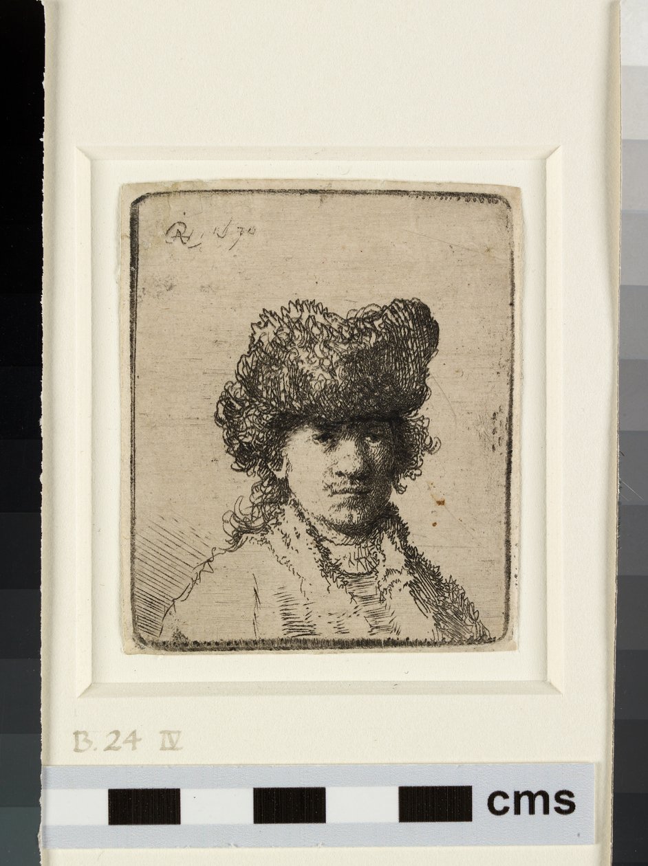Self-portrait in a fur cap by Rembrandt van Rijn