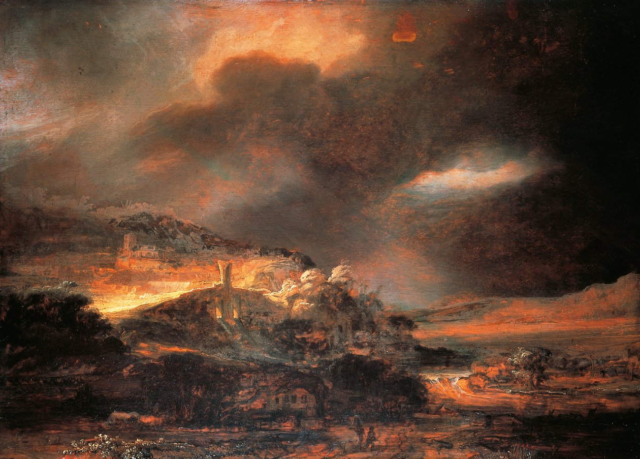 Stormy Landscape, c.1637/38 by Rembrandt Harmensz. van Rijn