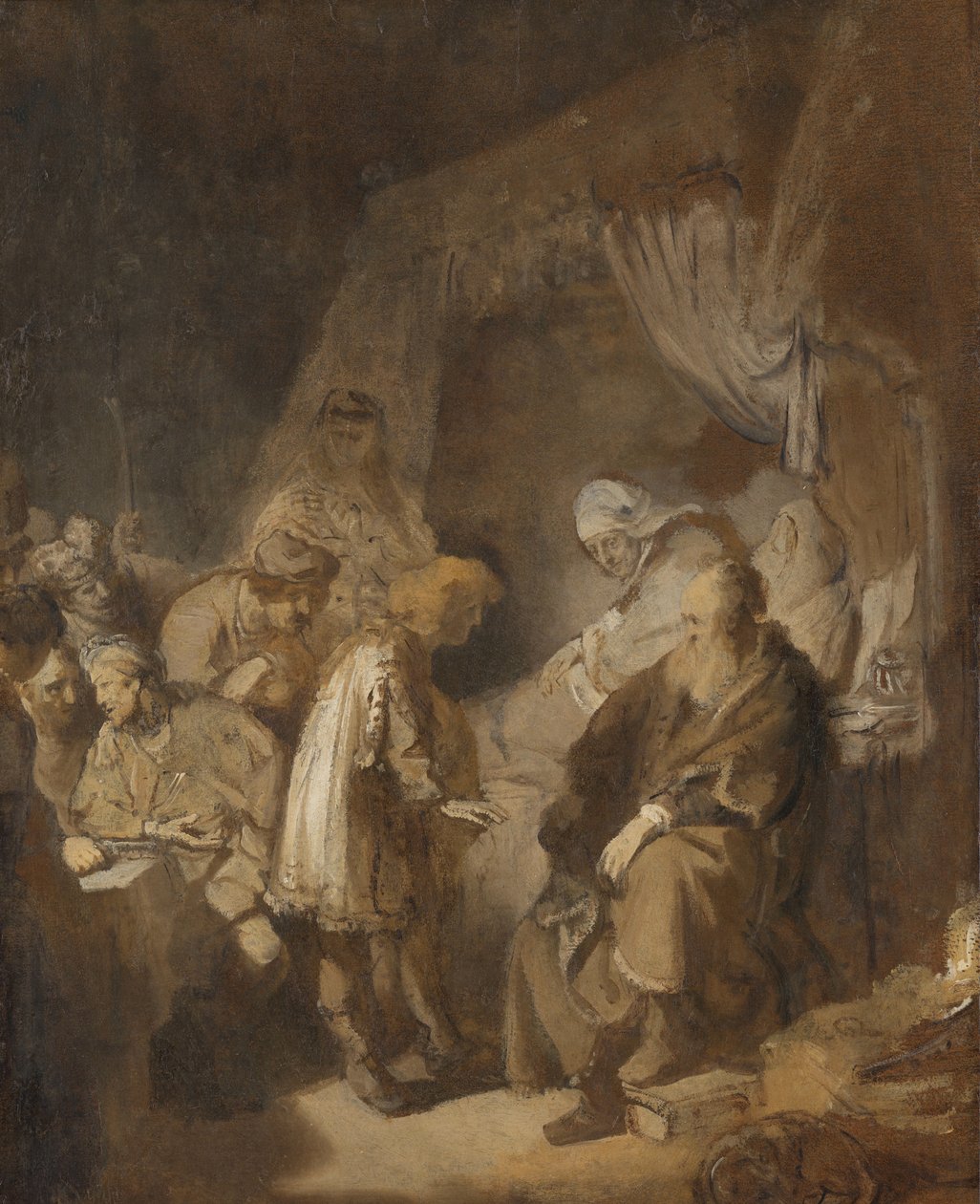 Joseph Telling His Dreams by Rembrandt van Rijn (signed by artist)