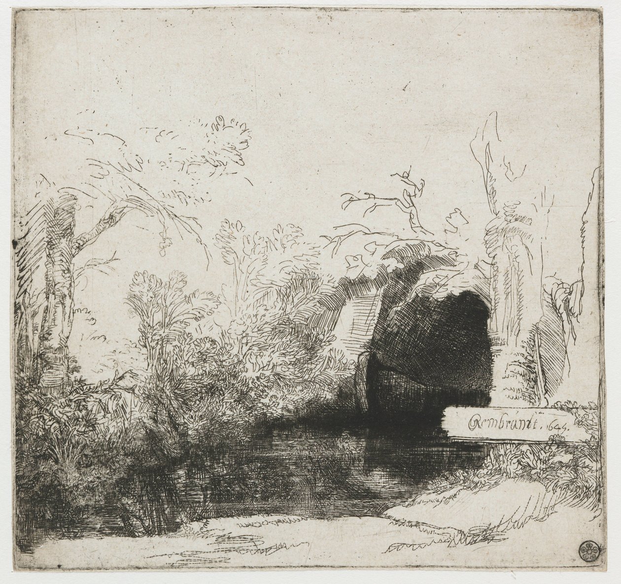 A Brook with a Grotto and a Boat (