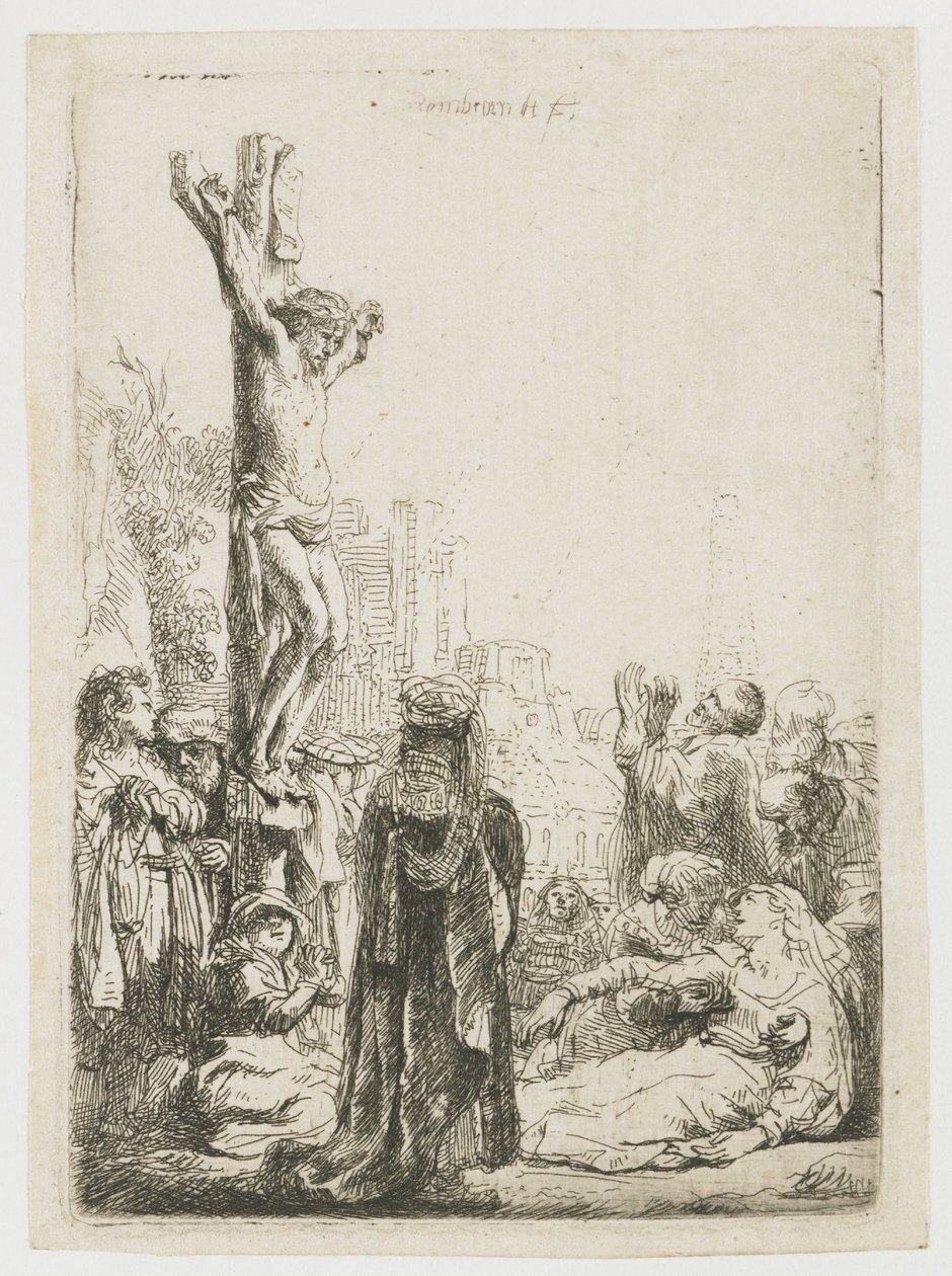 A Blind Hurdy-Gurdy Player and Family Receiving Alms by Rembrandt van Rijn