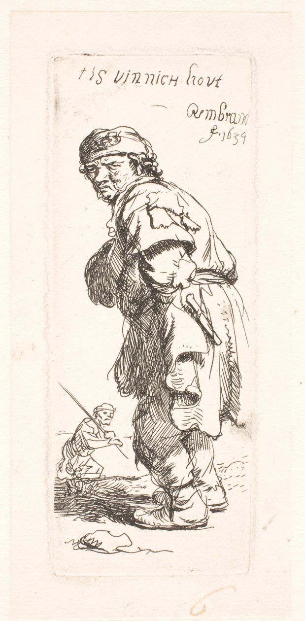A Peasant: One of a Pair, Calling Out by Rembrandt van Rijn