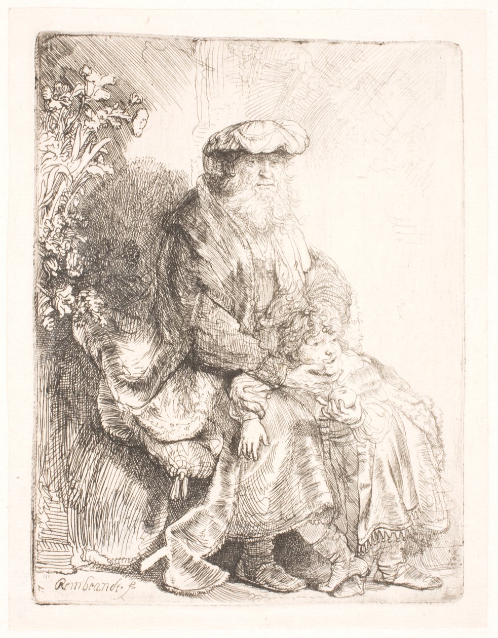 Abraham Caressing Isaac by Rembrandt van Rijn